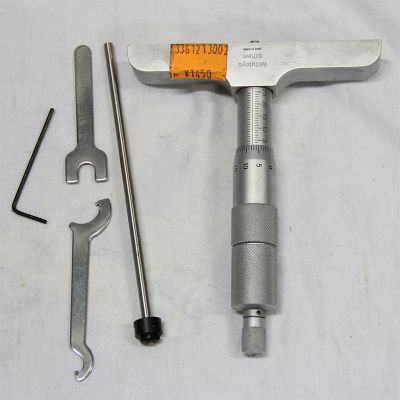 [二手]三丰Mitutoyo 129-115 100mm 0.01高精度深度尺孔深测量螺旋测微仪深度千分尺深度规